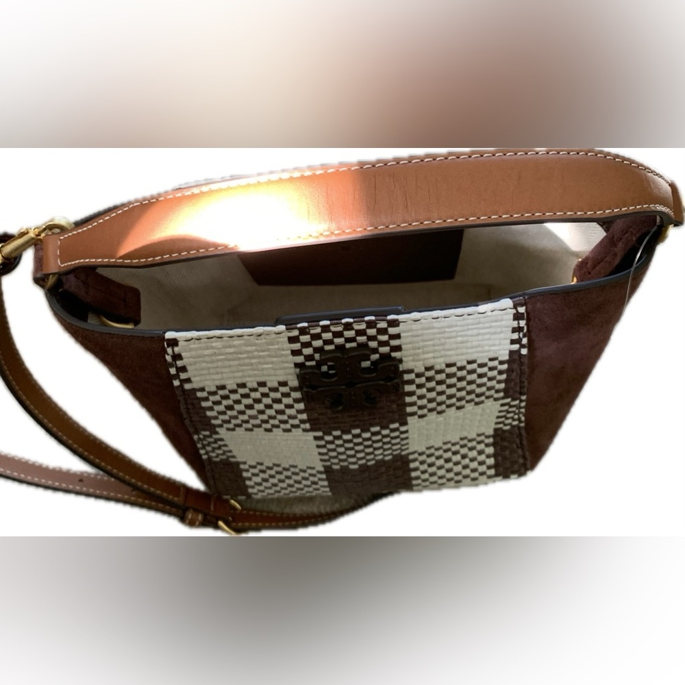 Tory Burch McGraw NWOT $378.00 Retail Woven Plaid Small Bucket Bag - Picture 11 of 11
